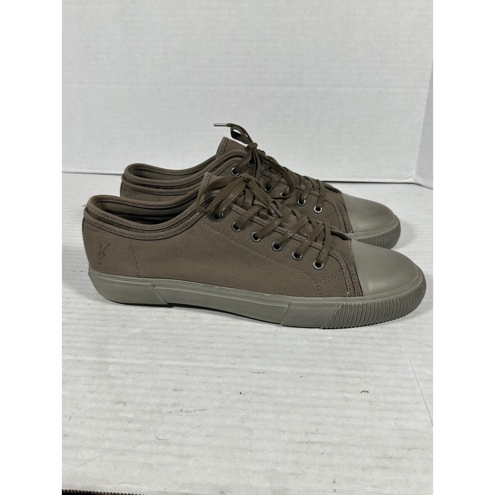 AllSaints Rigg High Embroidery Canvas Sneakers Mens‎ 13 EU 46 Taupe Brown ZM017Q